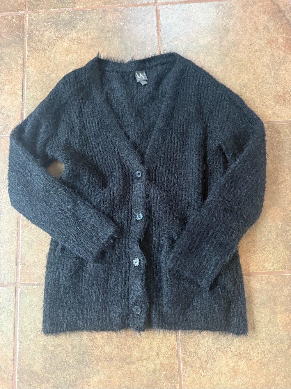 Soft Black Button-Front Women's Sweater Cardigan